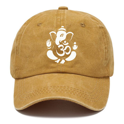 Ganesha elephant silhouette - negative space creates om symbol - Classic Cap - Golden Harvest(Yellow)