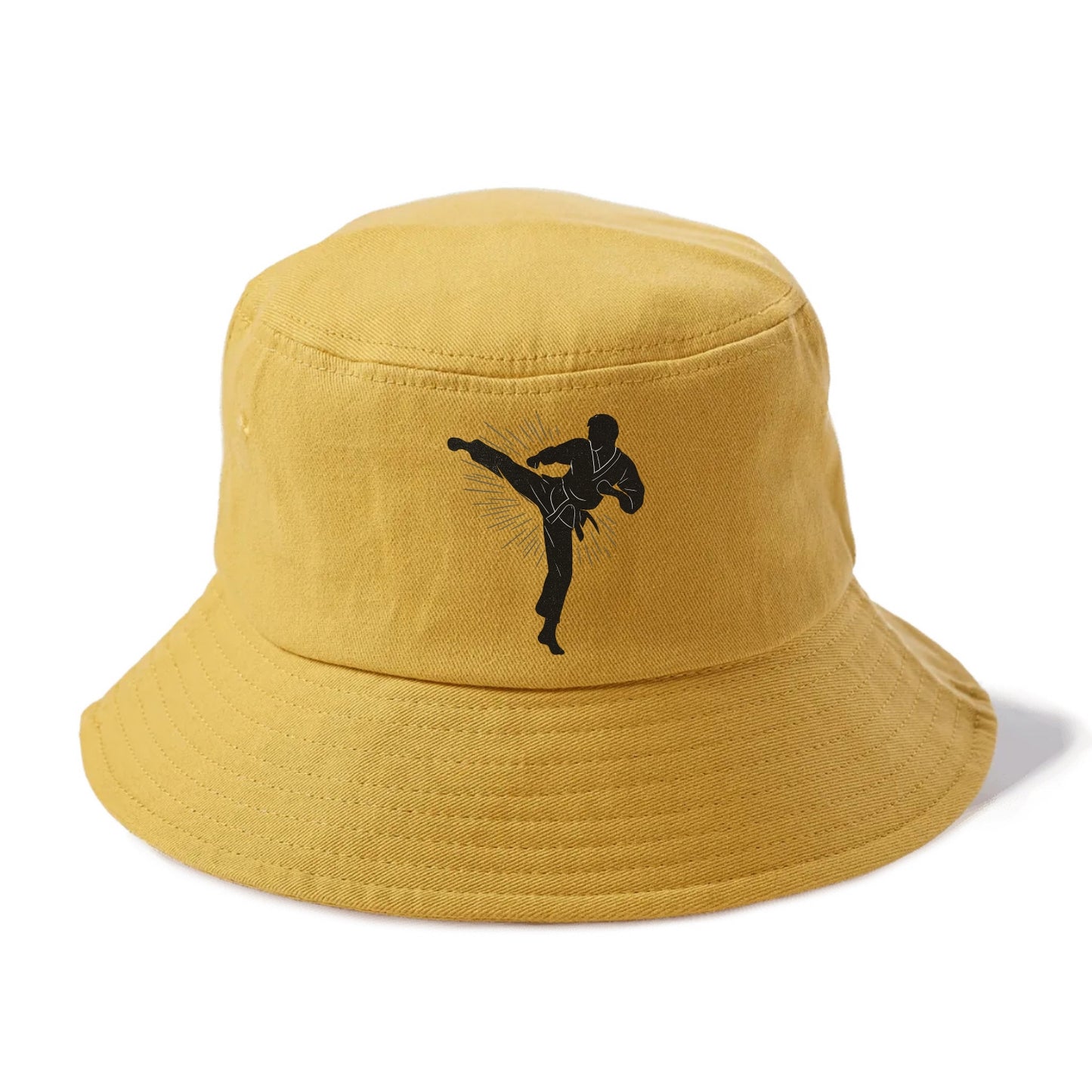 Taekwondo athlete spinning heel kick - Bucket Hat - Golden Harvest(Yellow)