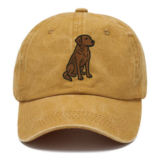 Chesapeake Bay Retriever - Brown wavy coat embroidered sitting pose - Classic Cap - Golden Harvest(Yellow)
