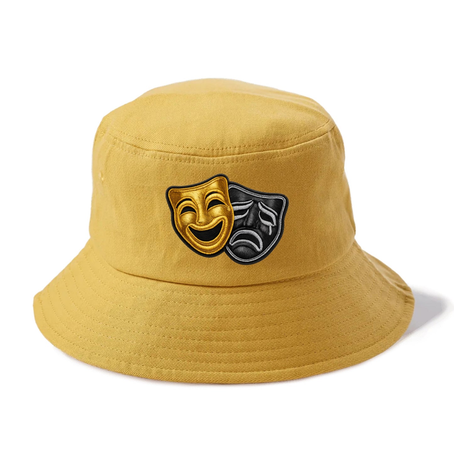 BROADWAY MASKS - comedy tragedy masks in gold and black , theater - Bucket Hat - Golden Harvest(Yellow)
