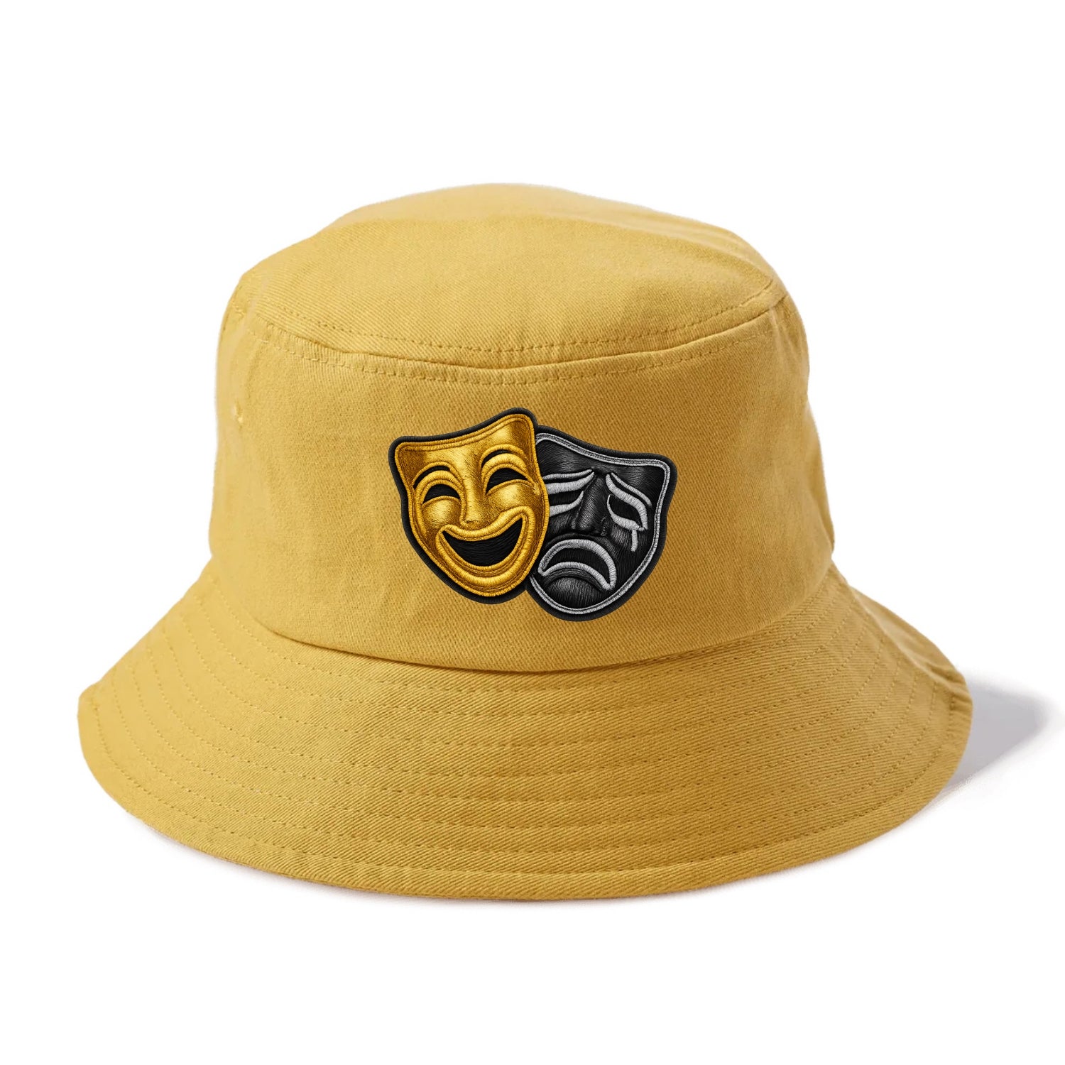 BROADWAY MASKS - comedy tragedy masks in gold and black , theater - Bucket Hat - Golden Harvest(Yellow)