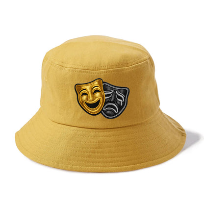 BROADWAY MASKS - comedy tragedy masks in gold and black , theater - Bucket Hat - Golden Harvest(Yellow)