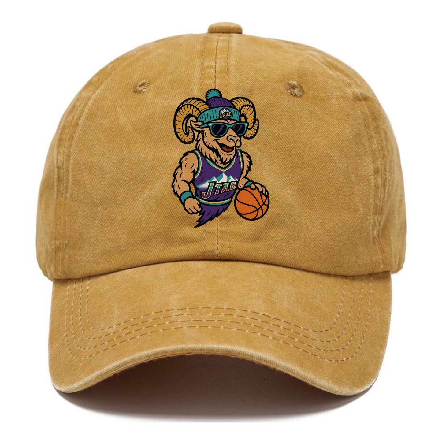 Utah Bighorn wearing Jazz beanie with mountain melody patch and wayfarer sunglasses - Classic Cap - Golden Harvest(Yellow)