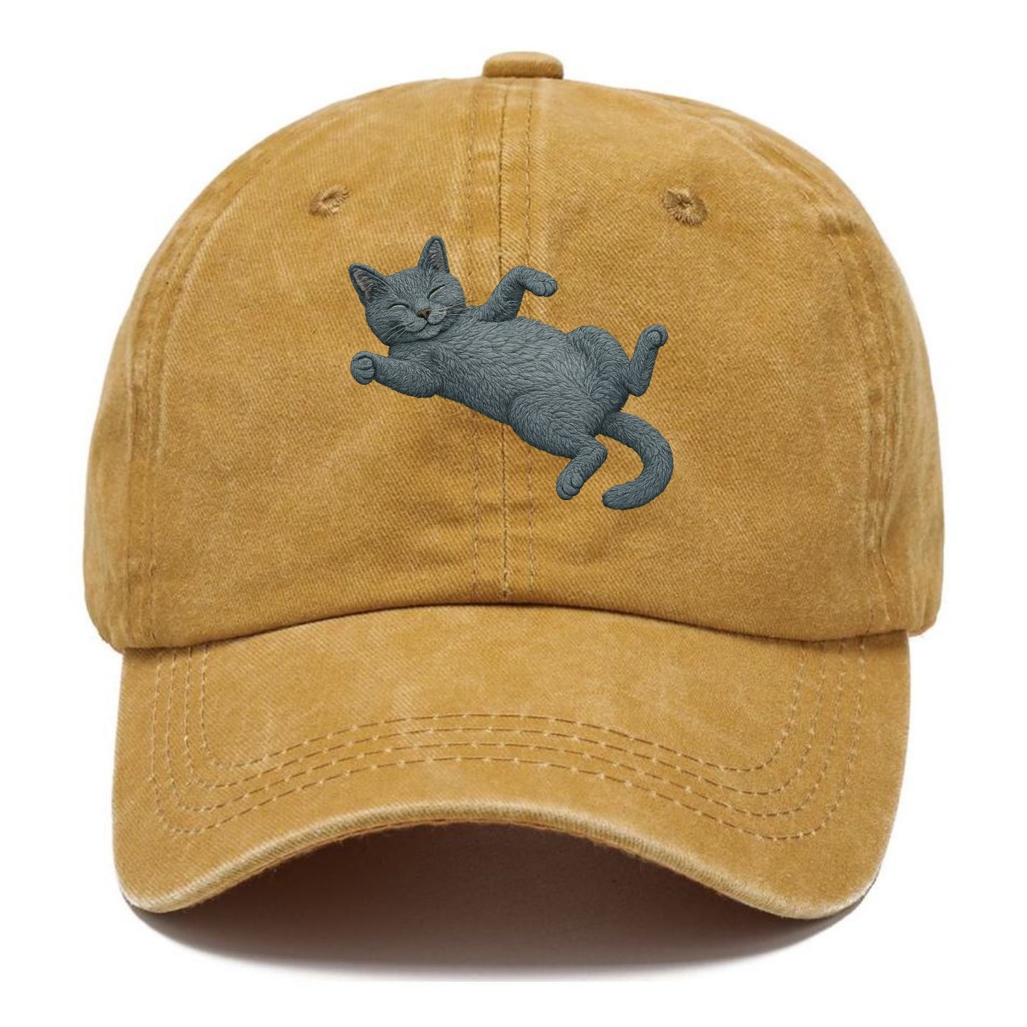 Russian Blue  fully relaxed sprawled out Classic Cap - Golden Harvest(Yellow)