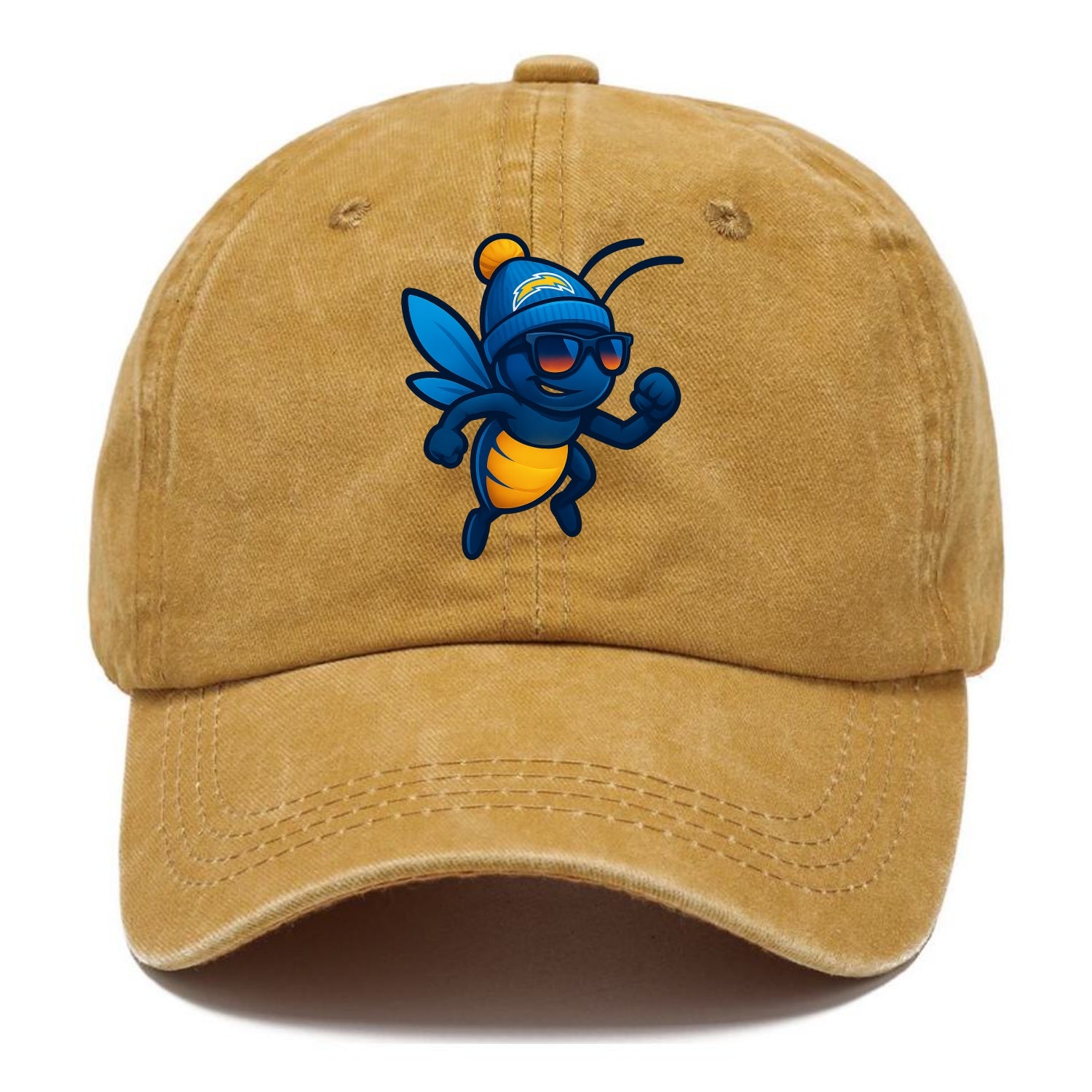 LA Lightning Bug wearing Chargers powder blue and gold beanie with pom pom and - Classic Cap - Golden Harvest(Yellow)