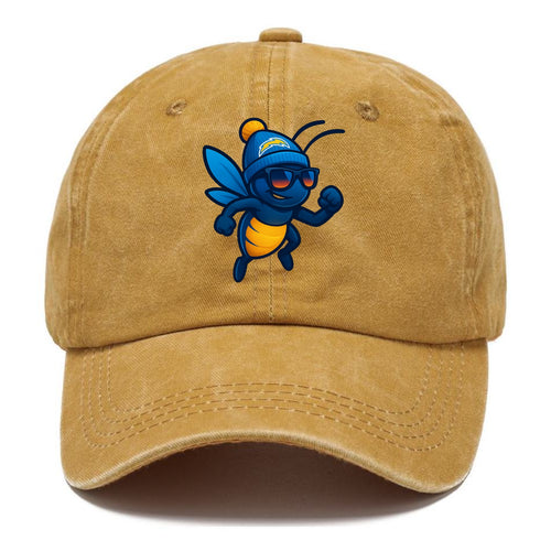 LA Lightning Bug wearing Chargers powder blue and gold beanie with pom pom and - Classic Cap