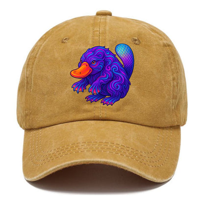 Quirky platypus with bill glowing in neon orange, beaver tail with holographic - Classic Cap - Golden Harvest(Yellow)