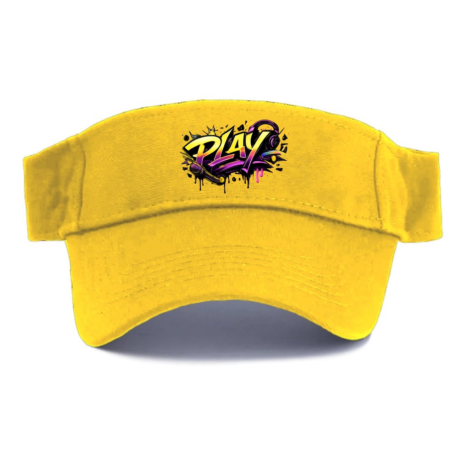 Bold typography design - "PLAY" - creative expression, musical performance - Visor - Golden Harvest(Yellow)