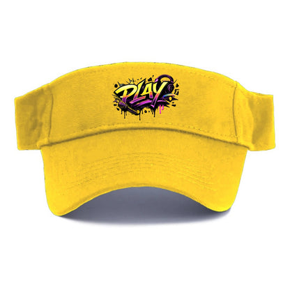 Bold typography design - "PLAY" - creative expression, musical performance - Visor - Golden Harvest(Yellow)