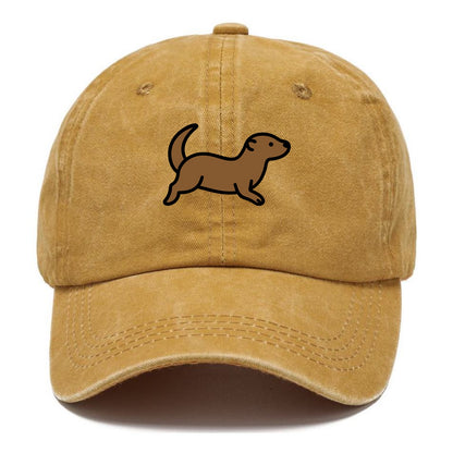 Otter - Brown sleek swimming pose flat side profile - Classic Cap - Golden Harvest(Yellow)