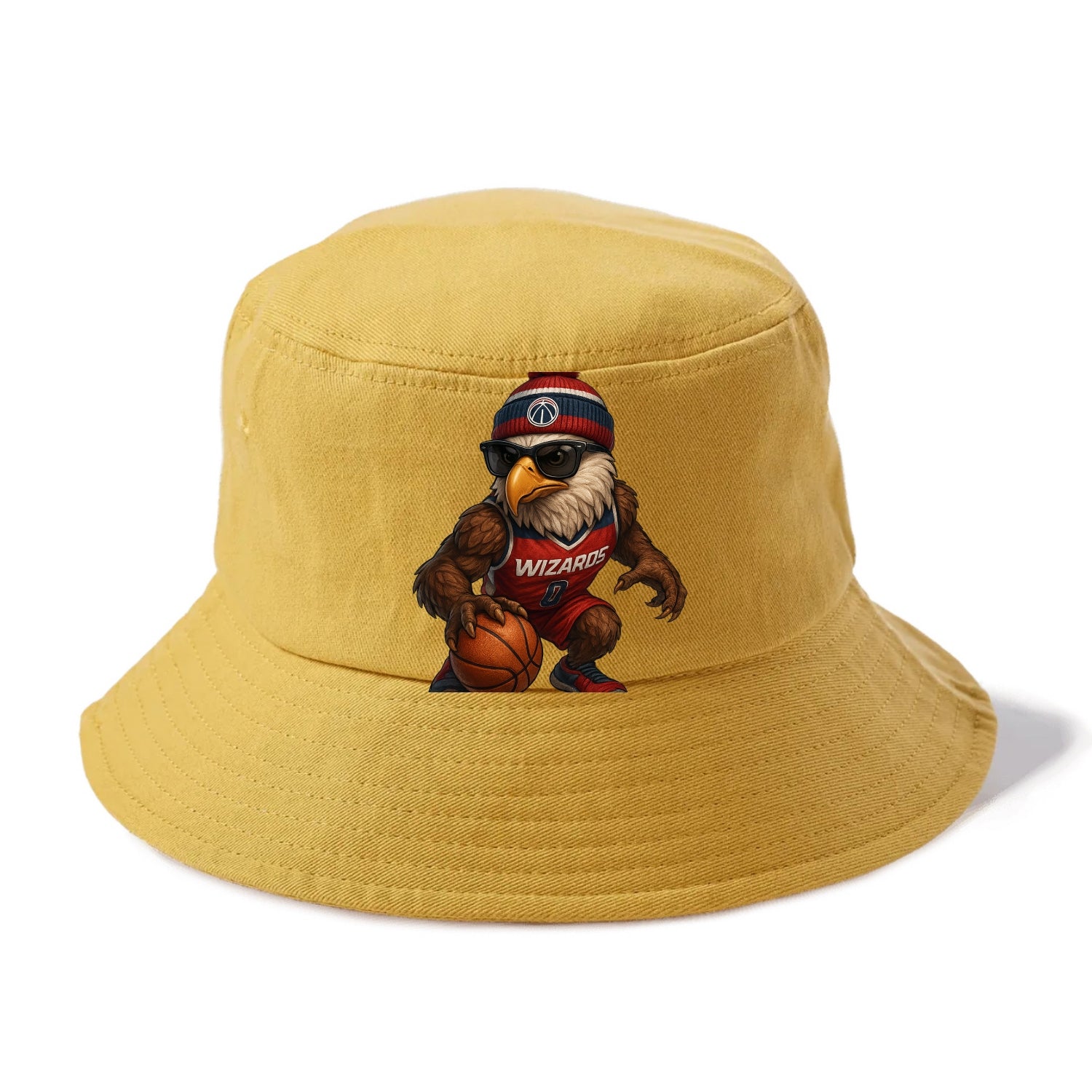 DC Eagle wearing Wizards red white and blue beanie with monument patch and wayfarer - Bucket Hat - Golden Harvest(Yellow)