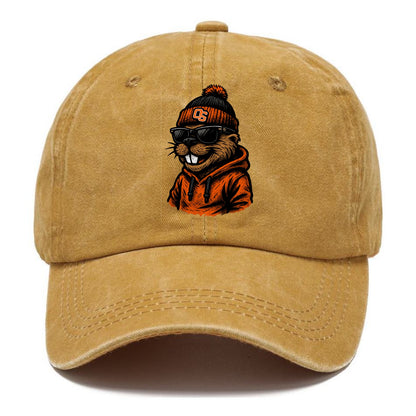 Corvallis Beaver wearing Oregon State beanie with OS patch - Classic Cap - Golden Harvest(Yellow)