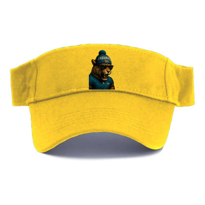 Jacksonville Jaguar wearing Jaguars teal and gold beanie with pom pom and wayfarer - Visor - Golden Harvest(Yellow)