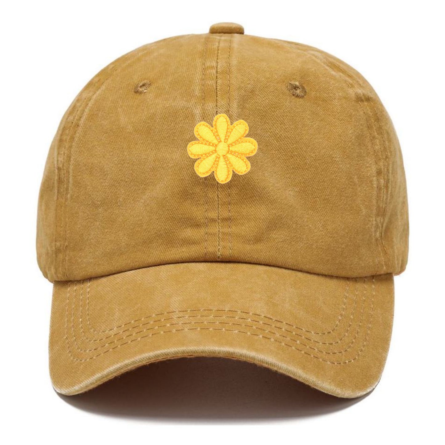 Gorra clásica Pandaize con diseño floral bordado en amarillo. Gorra de béisbol ajustable para hombre y mujer. Protección solar. Estilo casual y deportivo.