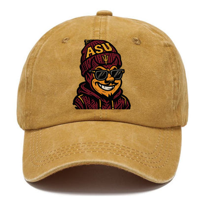 Tempe Sparky wearing Arizona State beanie with fork patch - Classic Cap - Golden Harvest(Yellow)