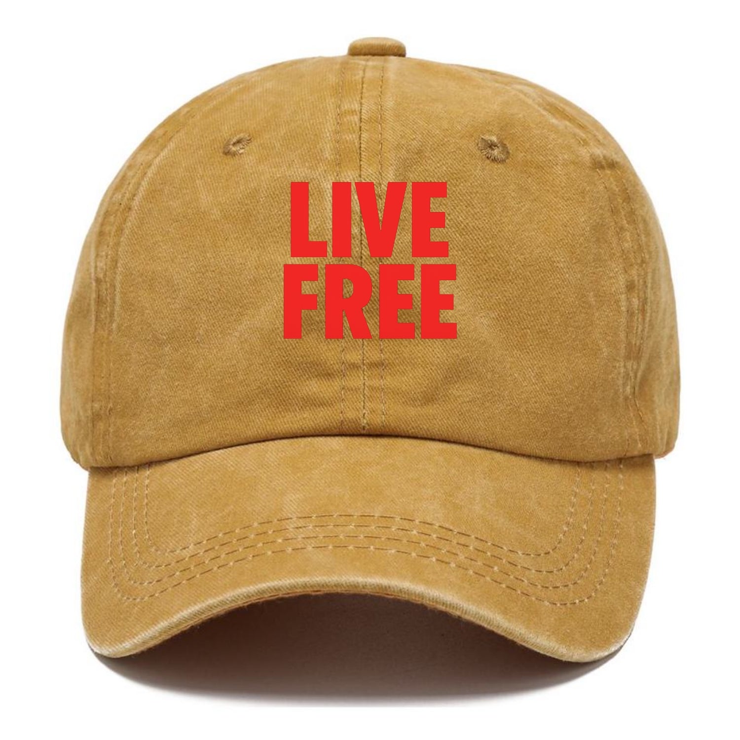 Bold typography design - "LIVE FREE" - unrestricted living - Classic Cap - Golden Harvest(Yellow)