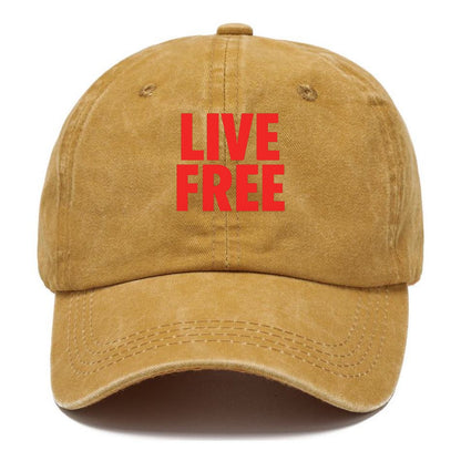 Bold typography design - "LIVE FREE" - unrestricted living - Classic Cap - Golden Harvest(Yellow)