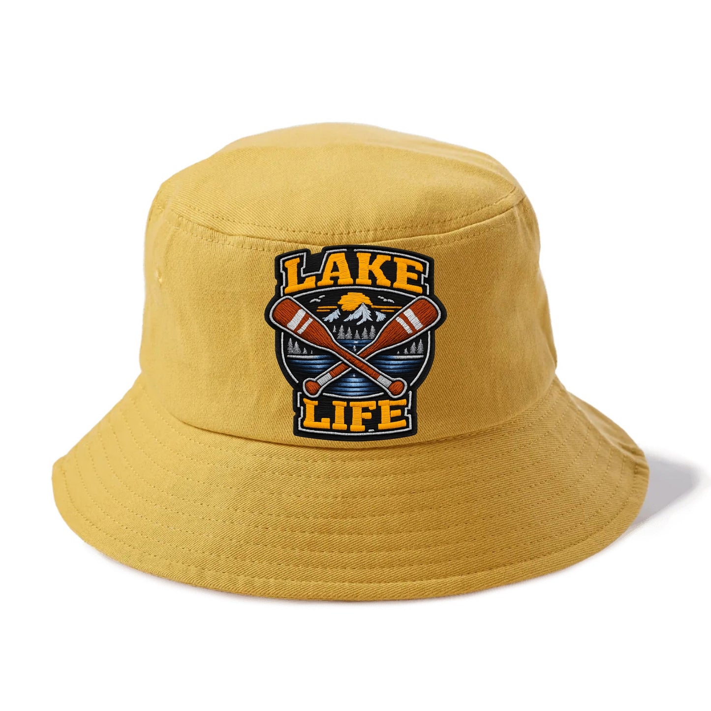 CANOE PADDLE - wooden paddle crossed in brown and cream , lake life - Bucket Hat - Golden Harvest(Yellow)