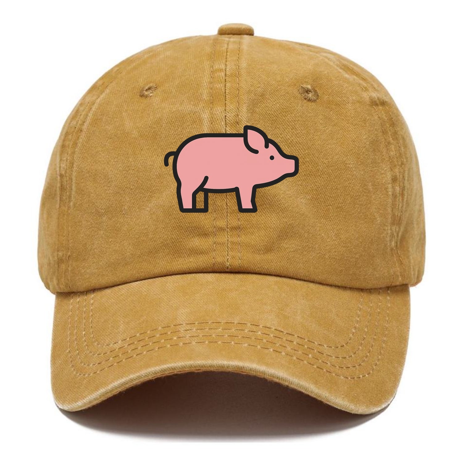 Pig - Pink farm pig flat side profile - Classic Cap - Golden Harvest(Yellow)