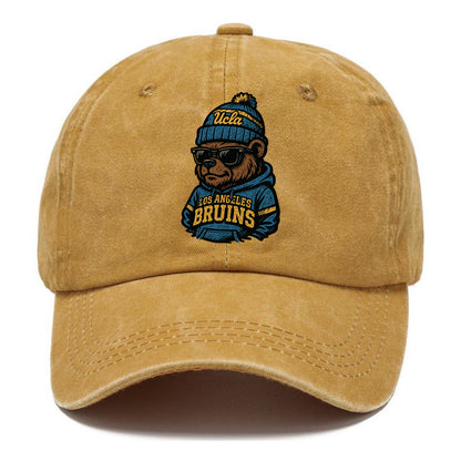 Los Angeles Bruin wearing UCLA beanie with script patch - Classic Cap - Golden Harvest(Yellow)
