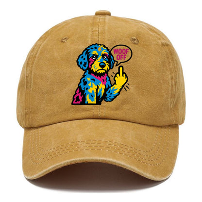 Aussiedoodle with merle patches and curly coat, playful smart paw raised - Classic Cap - Golden Harvest(Yellow)