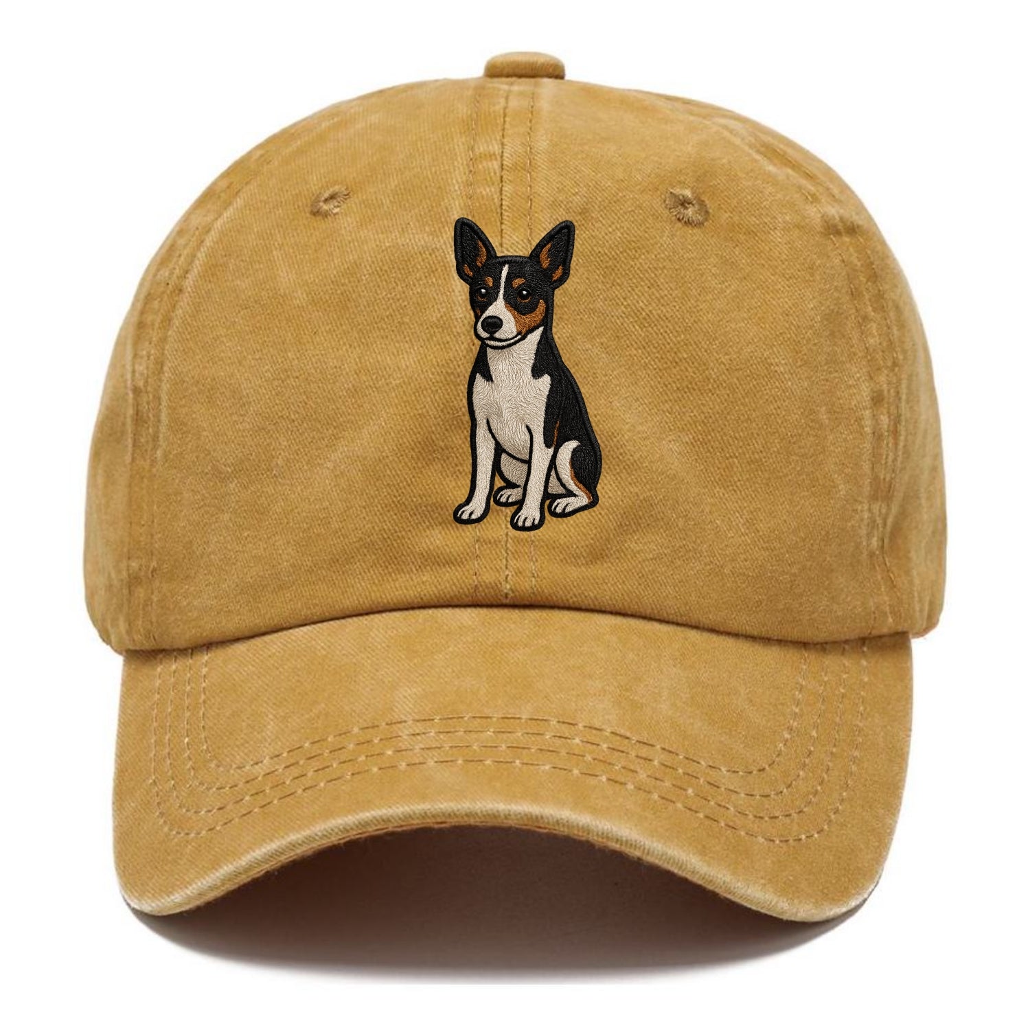 Rat Terrier - Tri-color embroidered pose Classic Cap - Golden Harvest(Yellow)