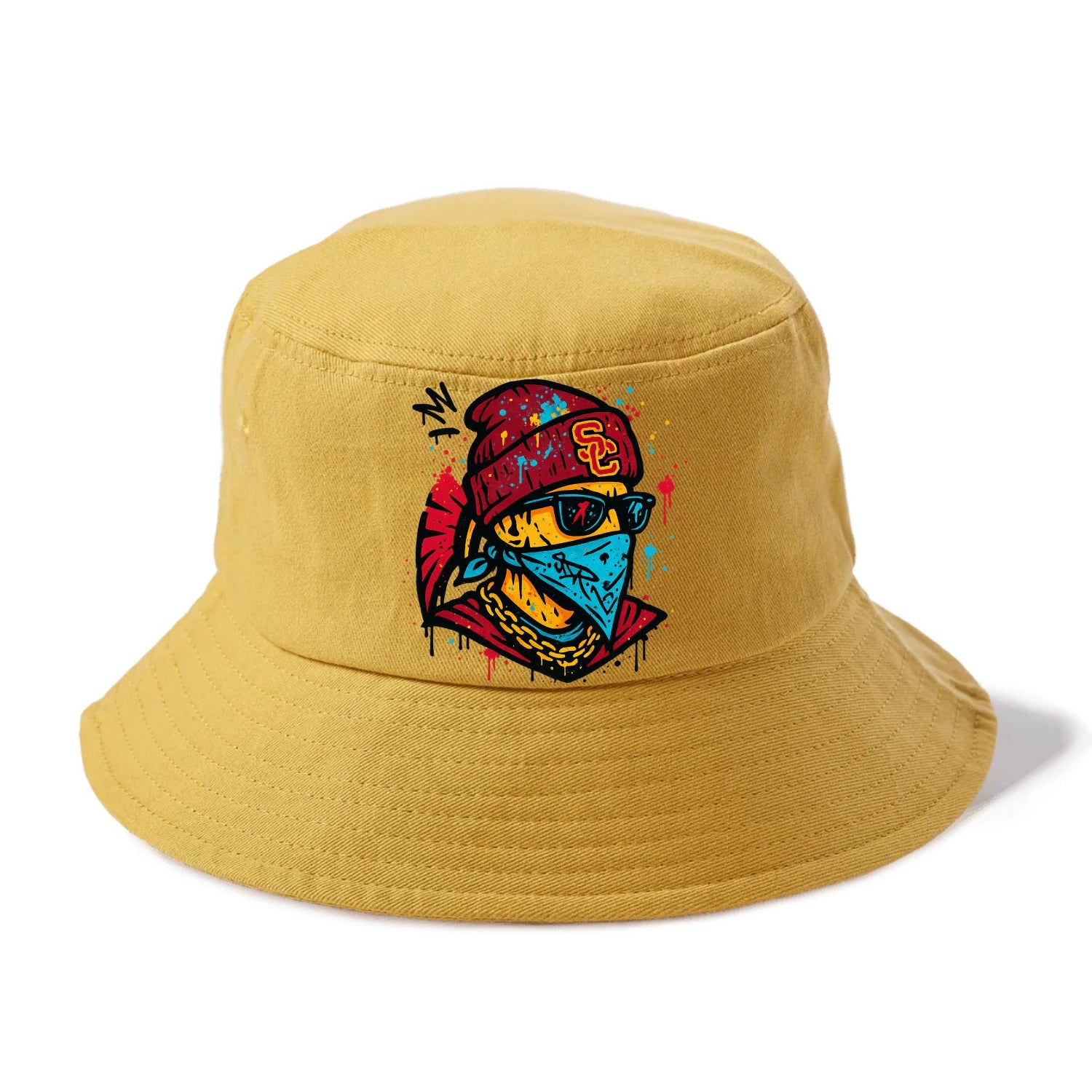 Los Angeles Trojan wearing USC beanie with SC patch - Bucket Hat - Golden Harvest(Yellow)