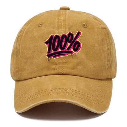 Bold typography design - "100%" - all in, fully committed - Classic Cap - Golden Harvest(Yellow)