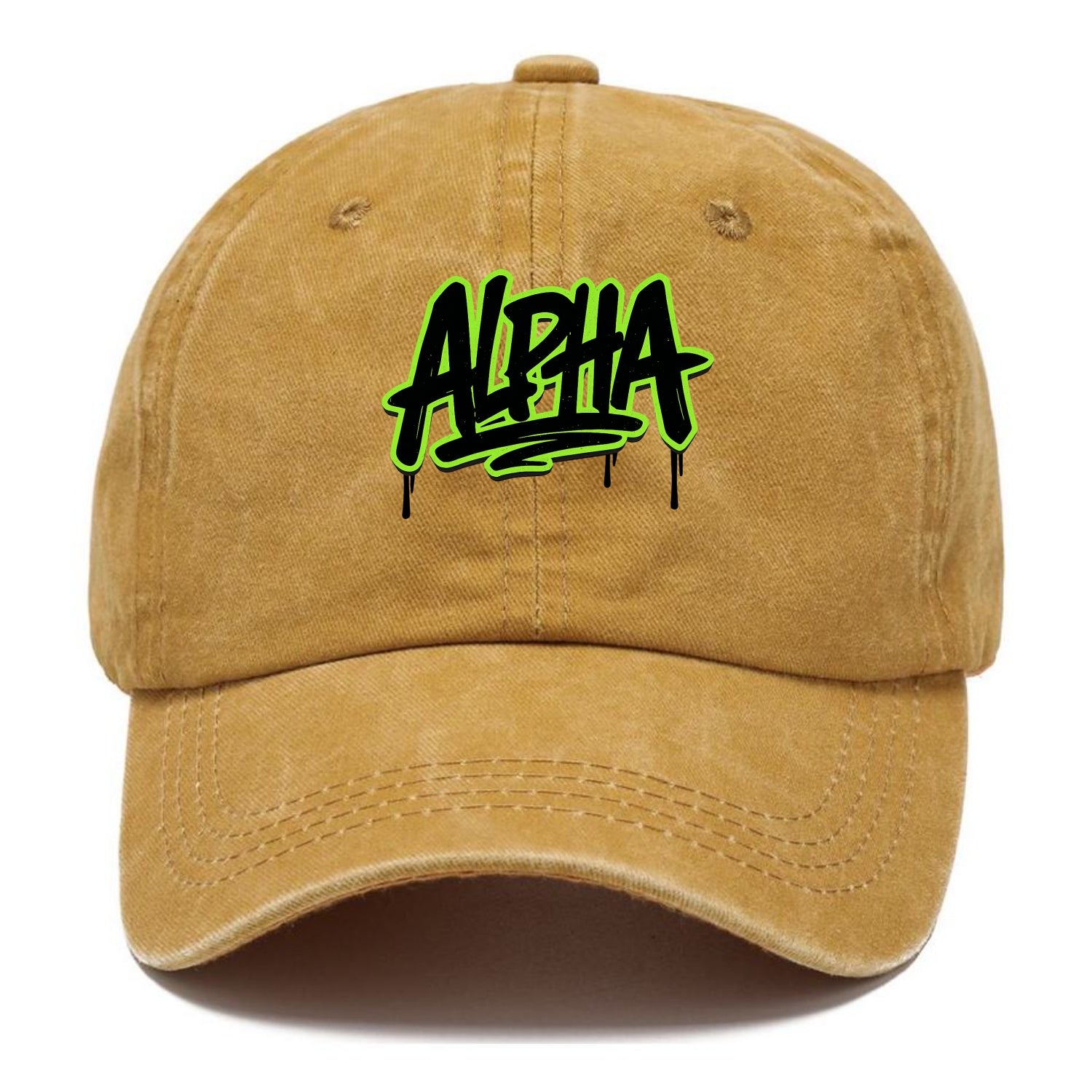 Bold typography design - "ALPHA" - leader of the pack - Classic Cap - Golden Harvest(Yellow)