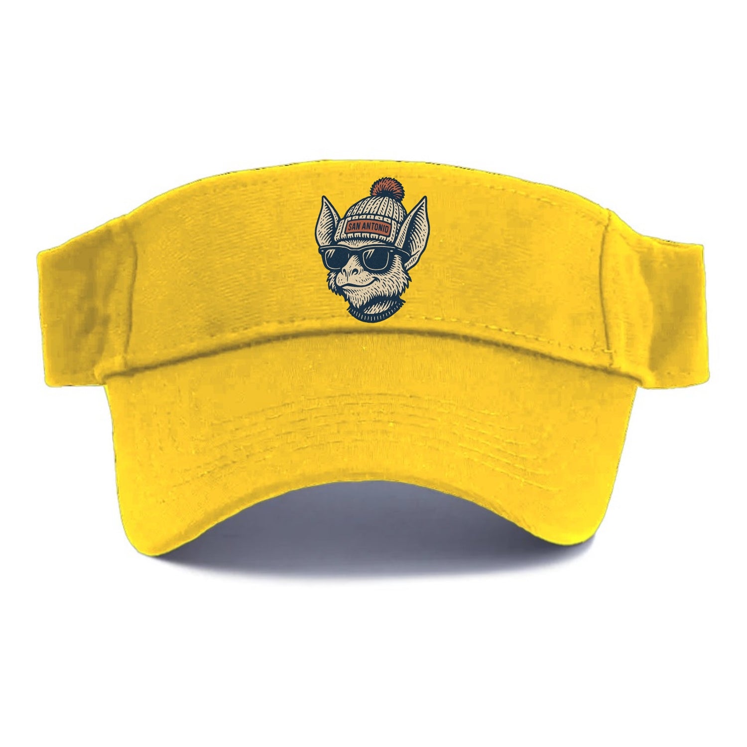 San Antonio Bat wearing San Antonio beanie with pom pom and wayfarer sunglasses - Visor - Golden Harvest(Yellow)