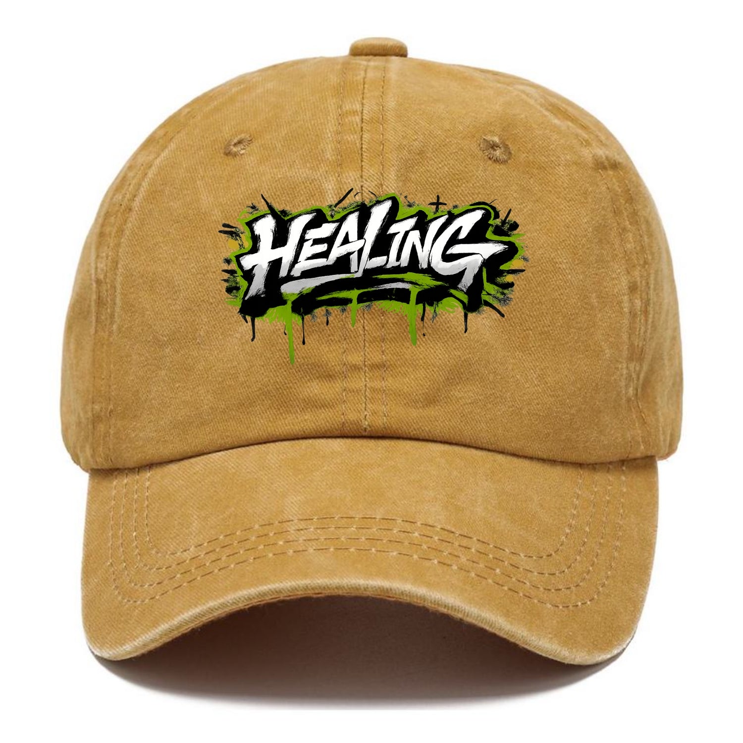 Bold typography design - "HEALING" - in recovery, getting better - Classic Cap - Golden Harvest(Yellow)