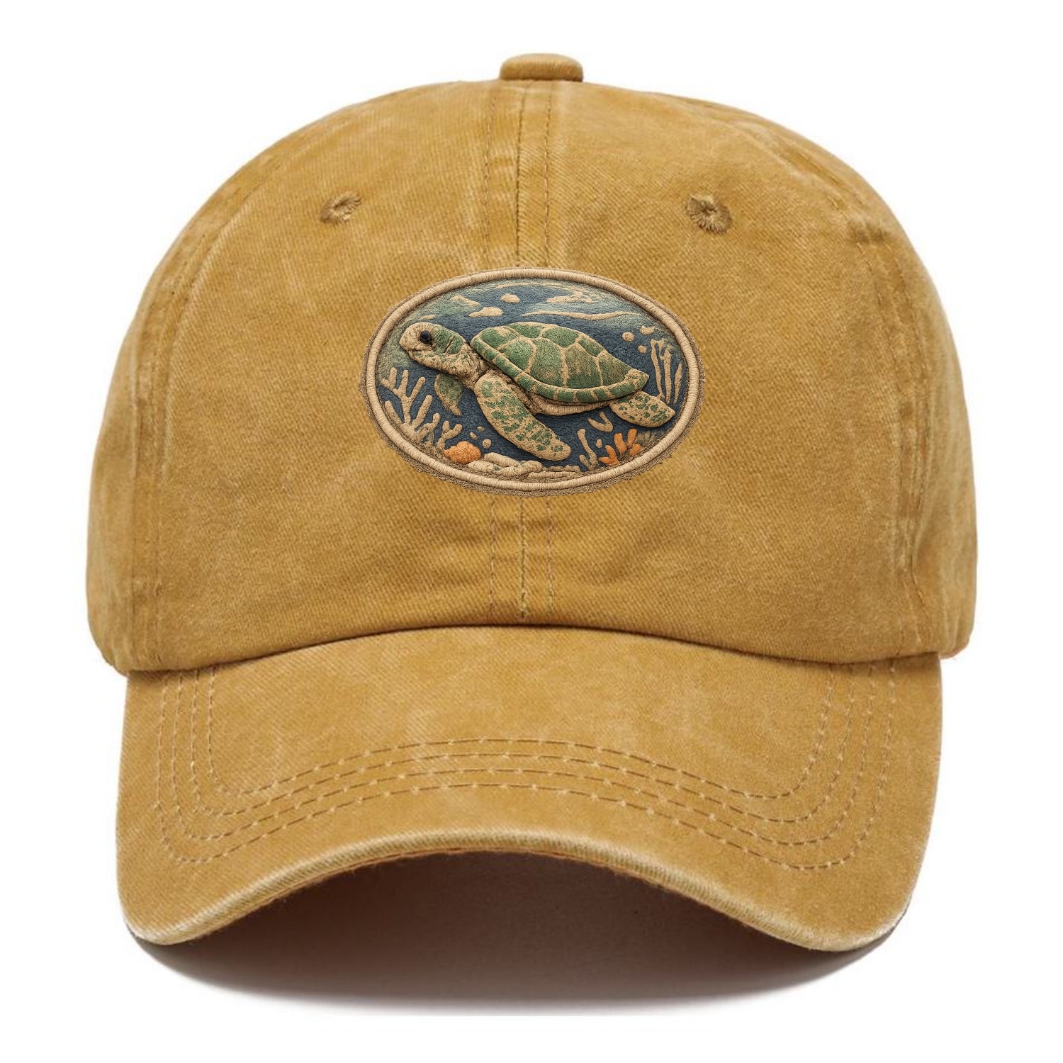 SEA TURTLE - swimming turtle in green and blue , ocean life - Classic Cap - Golden Harvest(Yellow)