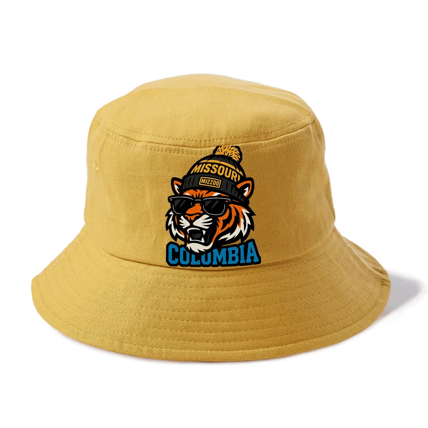 Columbia Tiger wearing Missouri beanie with Mizzou patch - Bucket Hat - Golden Harvest(Yellow)