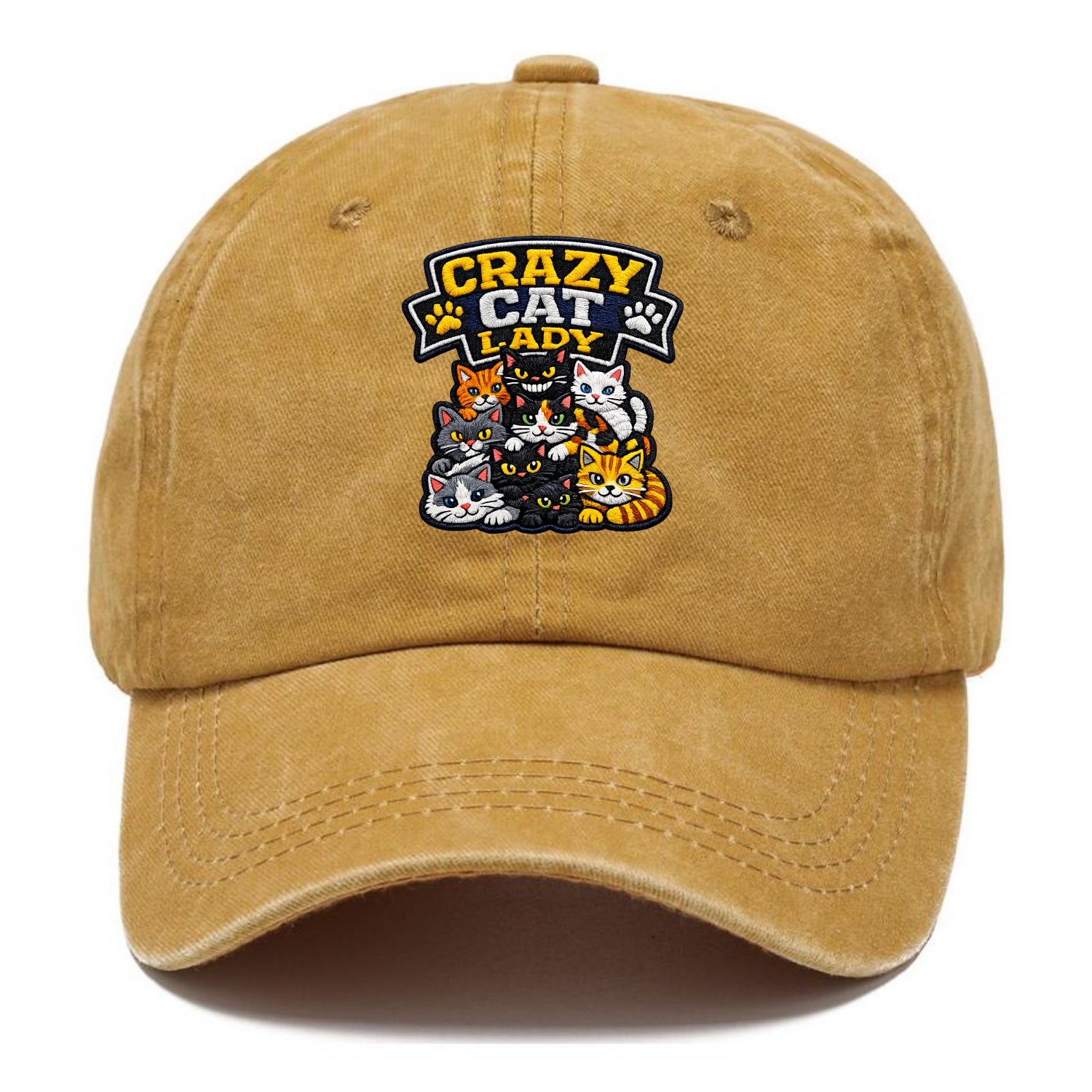 CRAZY CAT LADY - cat pile in multicolor , cat collector - Classic Cap - Golden Harvest(Yellow)