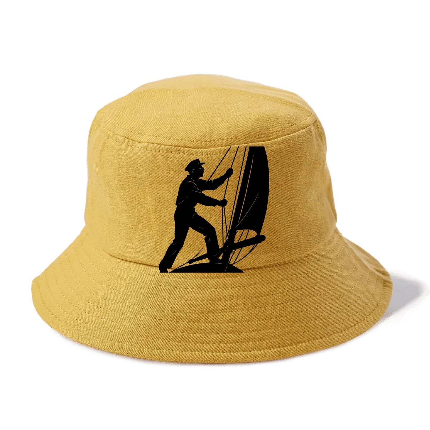 Sailor adjusting the boom on a sailboat - Bucket Hat - Golden Harvest(Yellow)