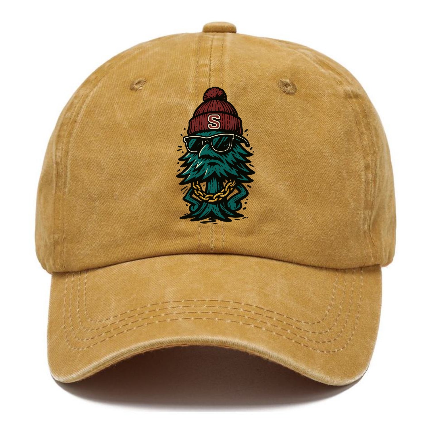 Palo Alto Tree wearing Stanford beanie with S patch - Classic Cap - Golden Harvest(Yellow)