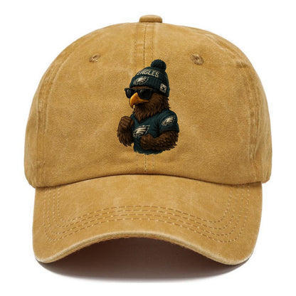 Philly Hawk wearing Eagles beanie with Rocky patch and wayfarer sunglasses - Classic Cap - Golden Harvest(Yellow)