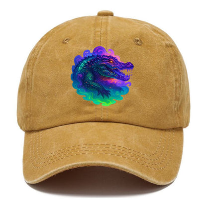 Primordial crocodile with scales pulsing plasma energy in green and purple, ancient - Classic Cap - Golden Harvest(Yellow)