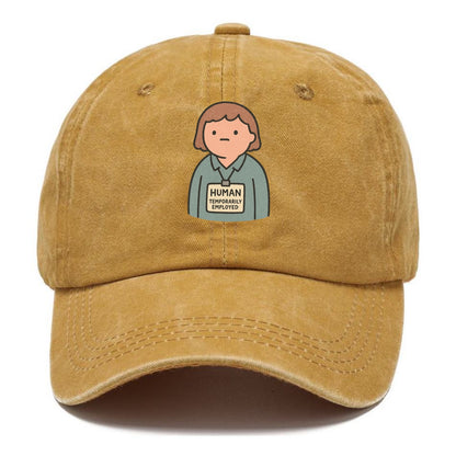 Worker wearing ID badge that says "Human - Temporarily Employed" - existential dread - Classic Cap - Golden Harvest(Yellow)
