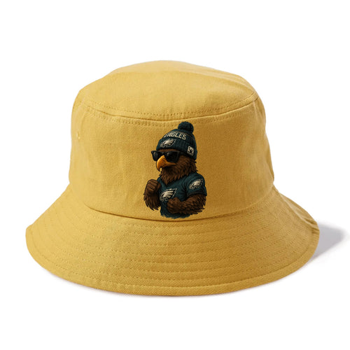 Philly Hawk wearing Eagles beanie with Rocky patch and wayfarer sunglasses - Bucket Hat