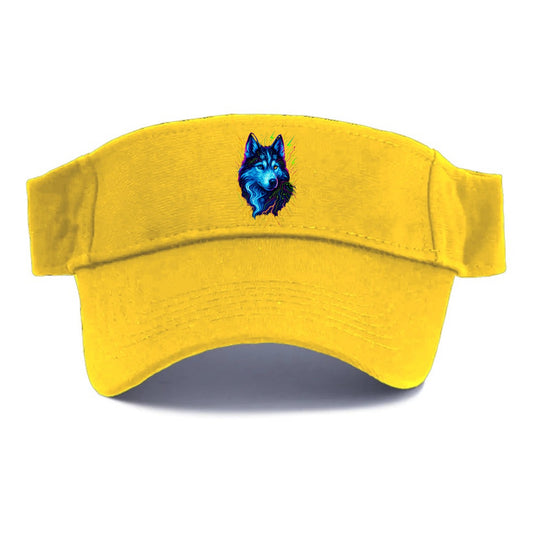 Siberian husky with ice-crystal flowing patterns, electric blue and white swirls, - Visor - Golden Harvest(Yellow)