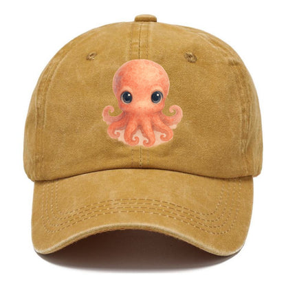 Baby Octopus - red-orange, eight tiny tentacles curled, large intelligent eyes, - Classic Cap - Golden Harvest(Yellow)