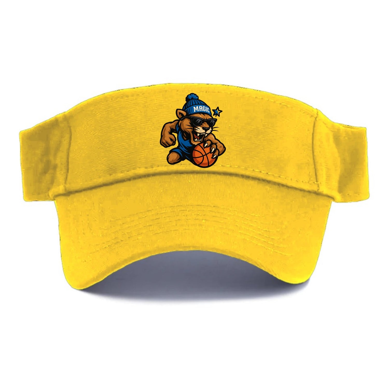 Florida Panther wearing Magic beanie with star wand patch and wayfarer sunglasses - Visor - Golden Harvest(Yellow)