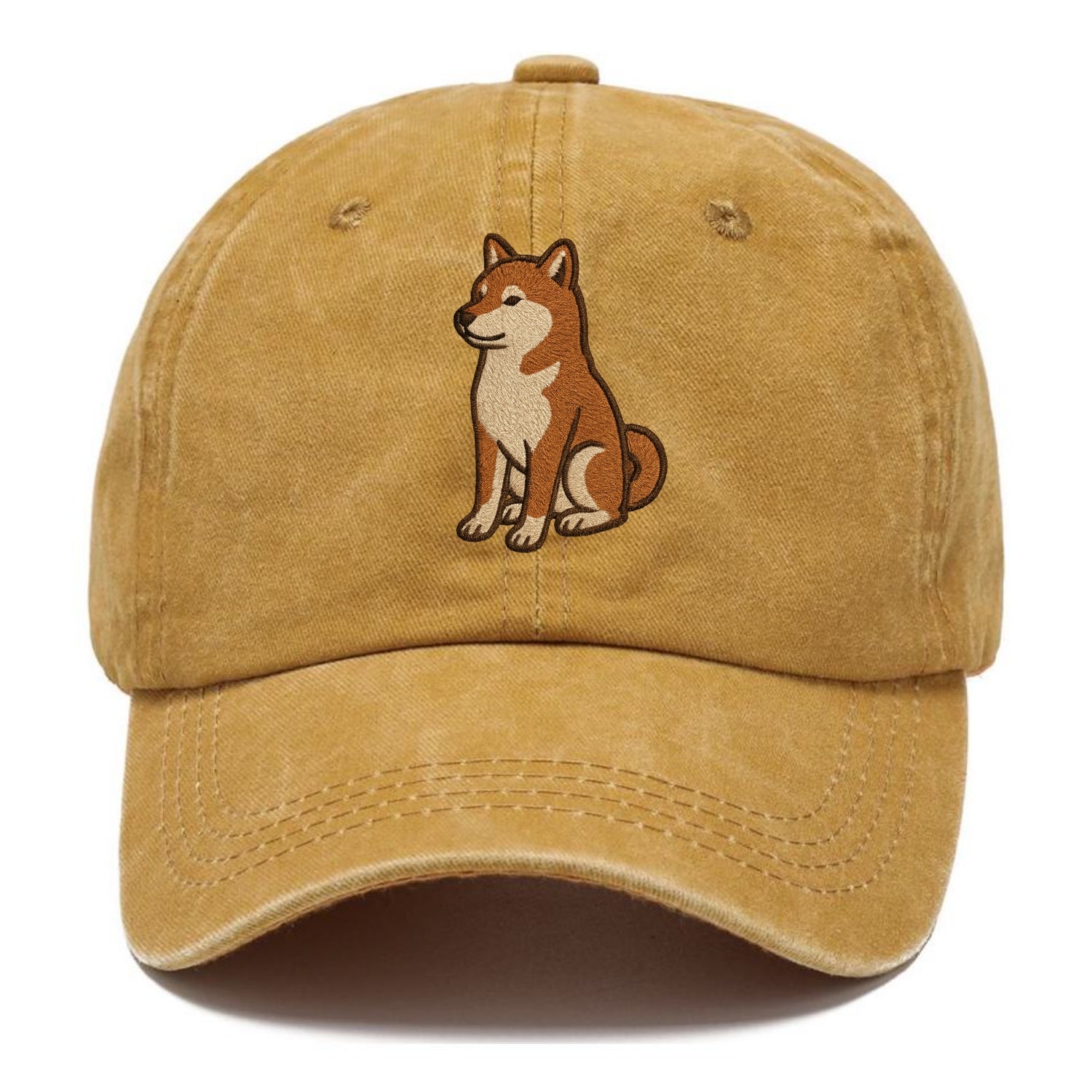 Shiba Inu - Red sesame embroidered sitti Classic Cap - Golden Harvest(Yellow)