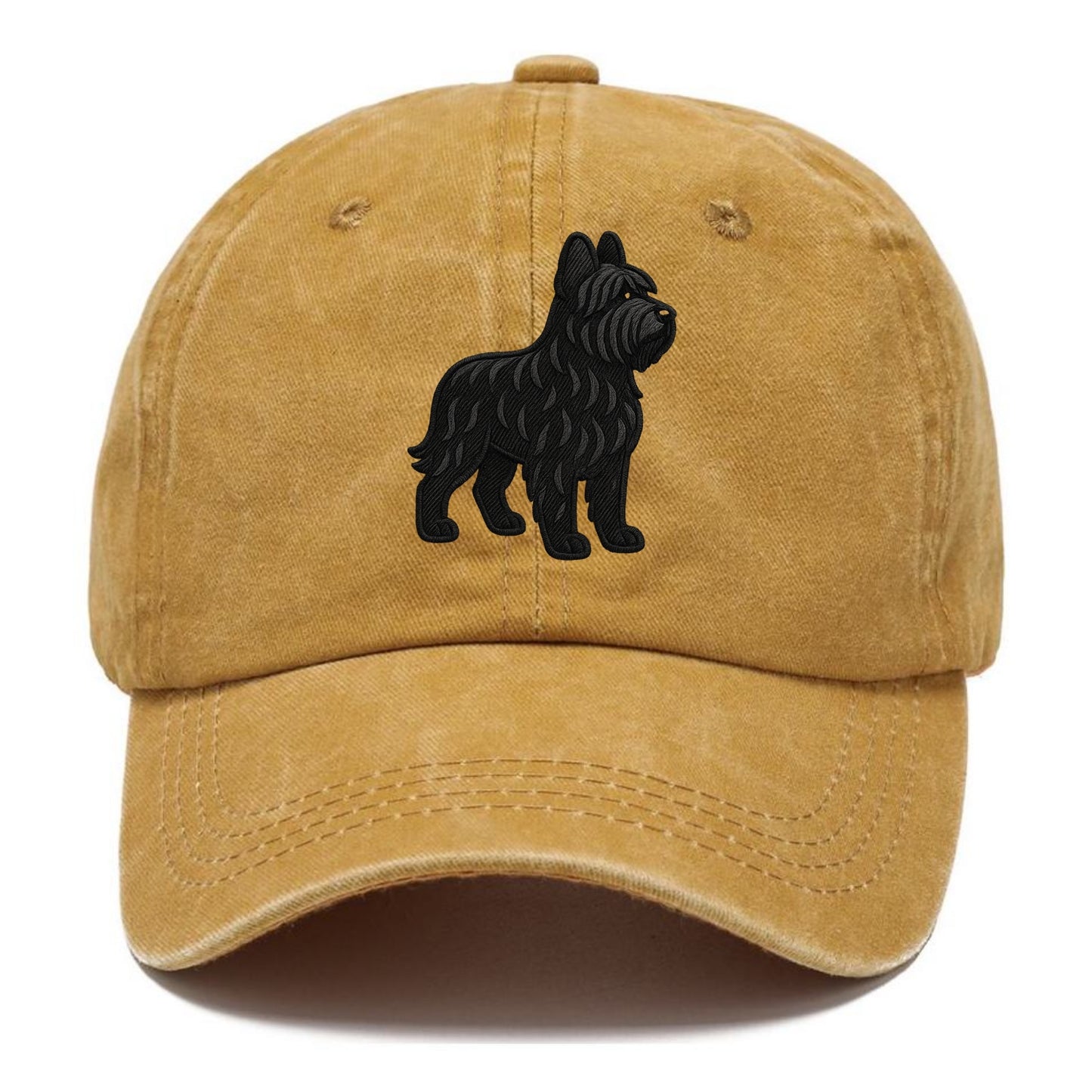 Briard - Black wavy coat embroidered herding pose - Classic Cap - Golden Harvest(Yellow)
