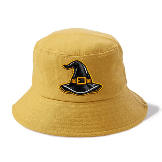 WITCH HAT - pointed hat with buckle in black and gold , coven - Bucket Hat - Golden Harvest(Yellow)