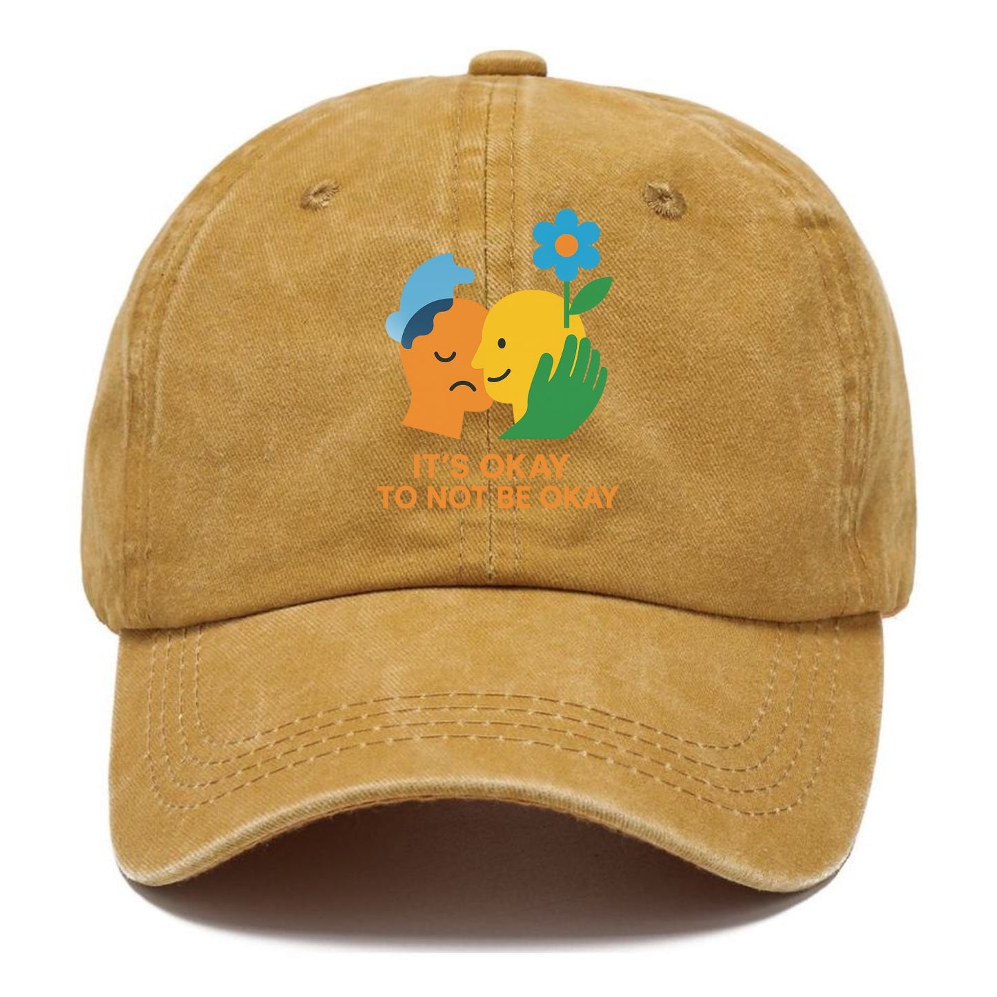Mental health stigma fading as support grows - "It's Okay to Not Be Okay" - wellbeing - Classic Cap - Golden Harvest(Yellow)