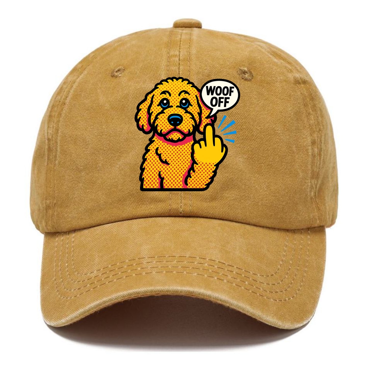 Goldendoodle with teddy bear face and curly golden coat, friendly paw flipping off - Classic Cap - Golden Harvest(Yellow)
