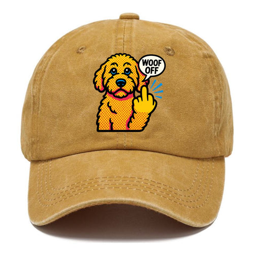 Goldendoodle with teddy bear face and curly golden coat, friendly paw flipping off - Classic Cap
