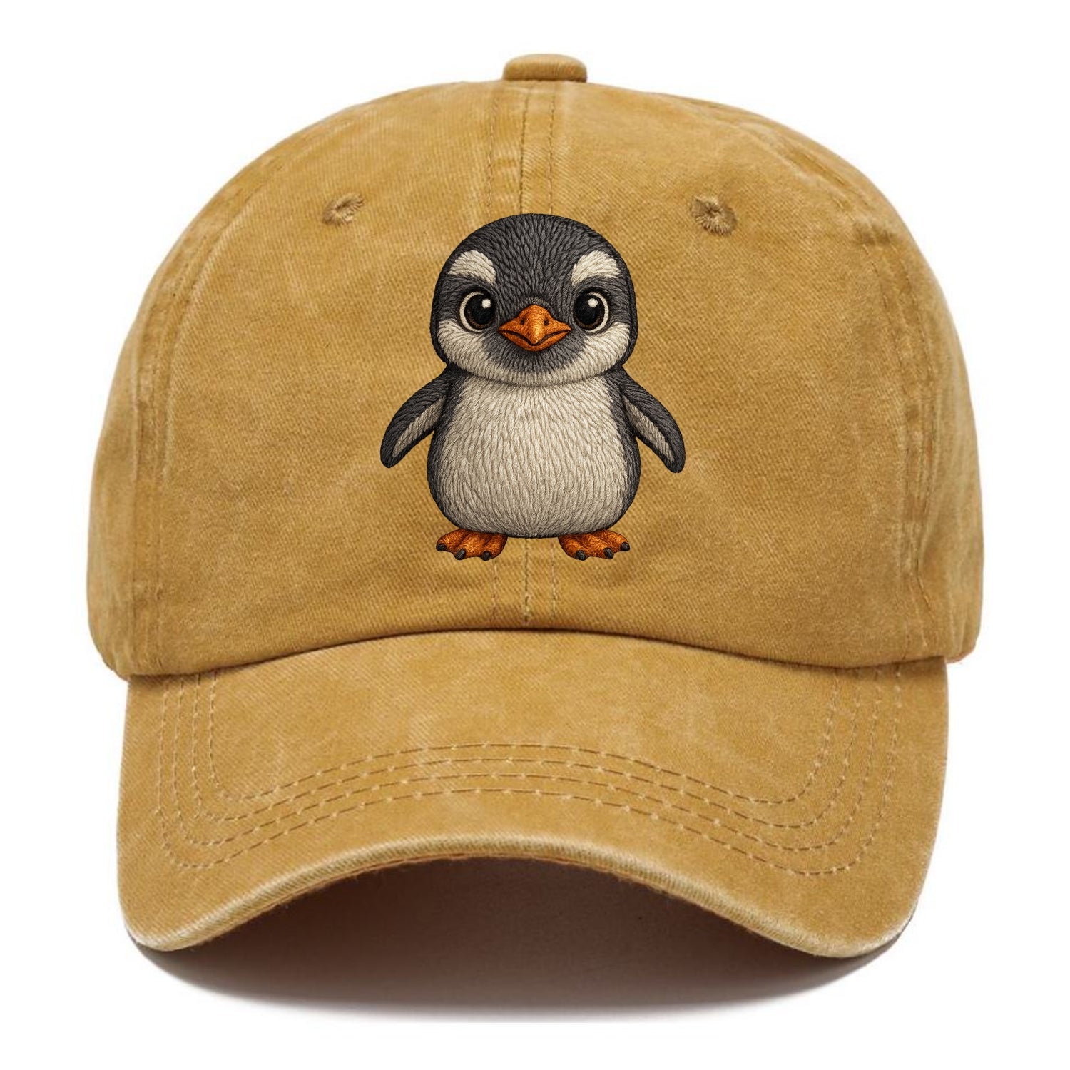 Baby Gentoo Penguin - orange beak, white cap, bright eyes, front-facing, energetic - Classic Cap - Golden Harvest(Yellow)